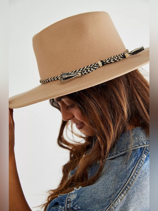 Free People x Mossant Wild Heart Braided Trim Felt Hat in Taupe main image 9
